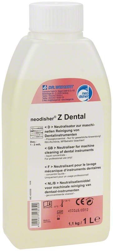 Neodisher® Z Dental 1 Liter Flasche mit Etikett und Produktinformationen.