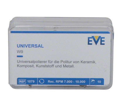 Universalpolierer EVE UNIVERSAL W9 in Verpackung für Zahnarztinstrumente.