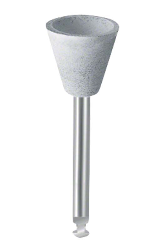 Weißer Silikonpolierer für Dentalanwendungen mit mittlerer Körnung.