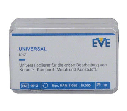 Universaler Poliersatz EVE UNIVERSAL K12 in transparenter Verpackung.