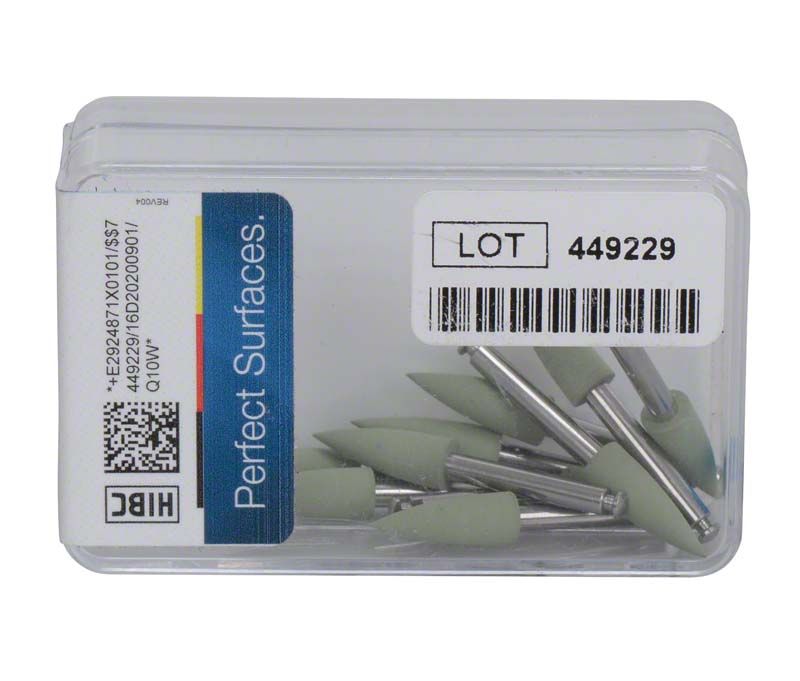 Transparente Box mit EVEFLEX Polierer, feine Körnung, für Dentalanwendungen.