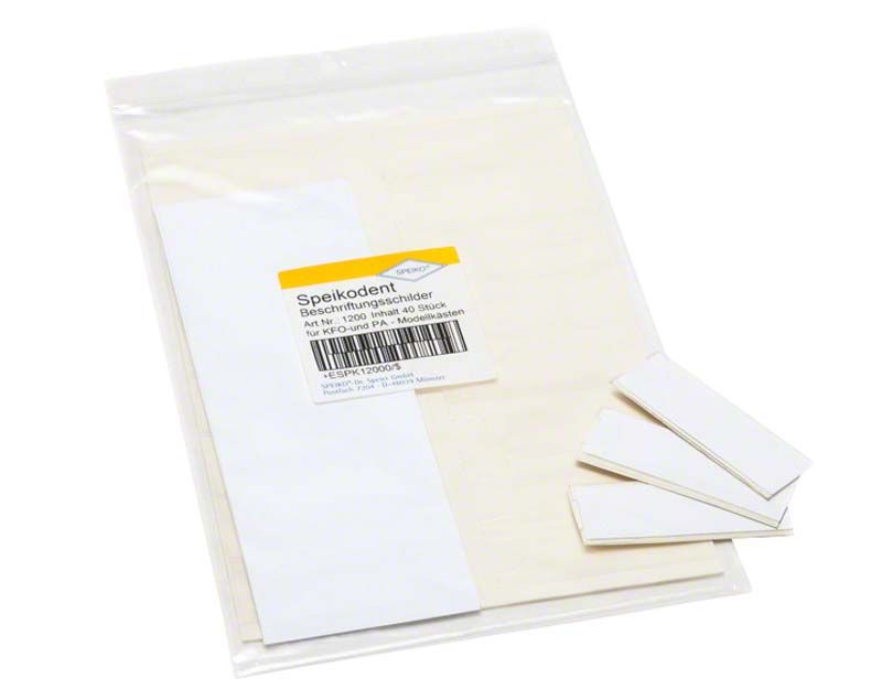 Beschriftungsschilder 19x50mm, 40 Stück, in transparenter Verpackung.