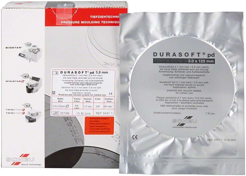 DURASOFT® pd 3,0mm Tiefziehfolie-Verpackung mit Produktinformationen.