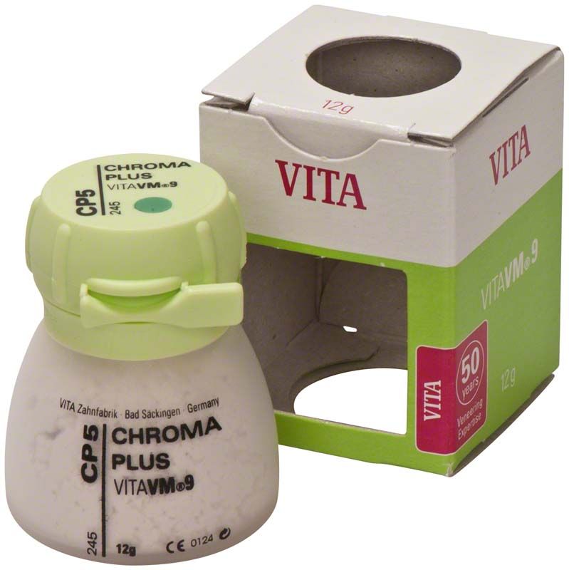 VM9 Chroma Plus 12g CP5 Pulver mit Verpackung im Hintergrund.