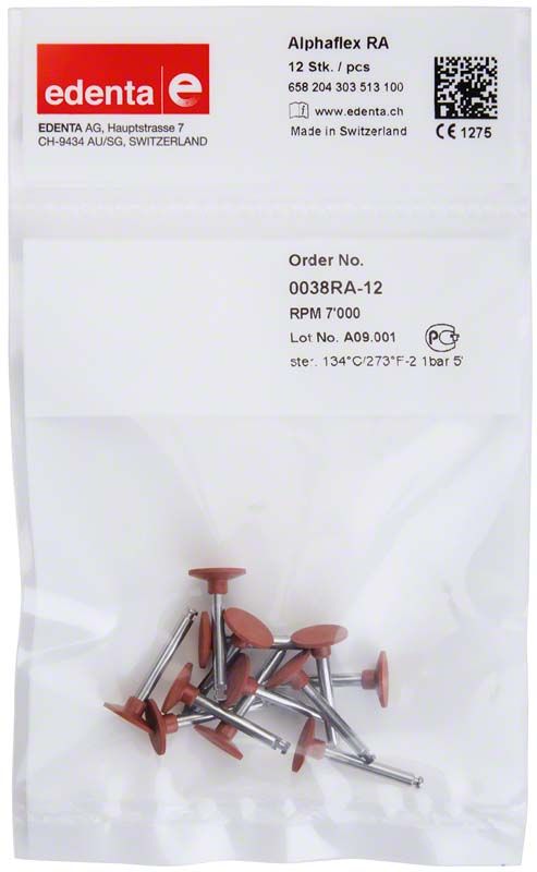 Alphaflex Polierer braun Rad RA in transparenter Verpackung.