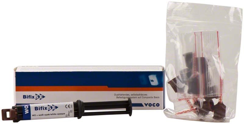 Bifix® SE QuickMix Spritze weiß-opak mit Verpackung und Zubehör.