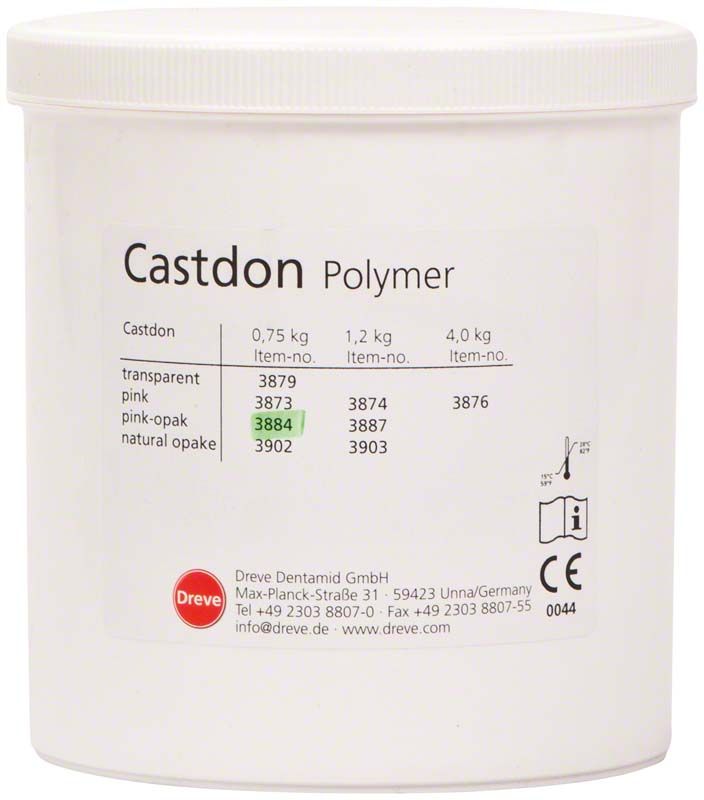 Castdon Pulver Rosa-opak 0,75kg Kunststoffbehälter mit Produktinformationen.