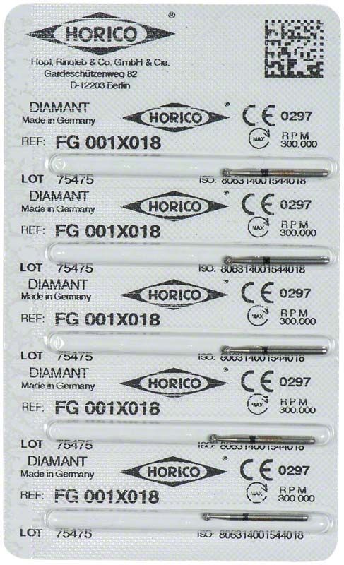Blisterverpackung mit fünf Diamant-Schleifkörpern FG 001X 018.