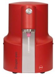 Roter Dosper evo rot Inhalationsgerät mit silbernem Frontteil.