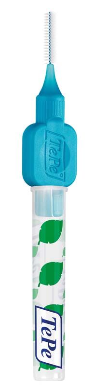 Gelbe Interdentalbürste mit ergonomischem Griff und Kunststoffummantelung.