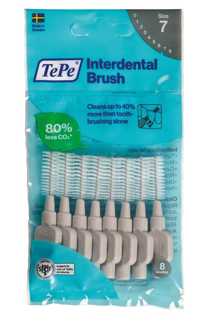 Interdentalbürsten Original, mehrfarbig, in Verpackung mit acht Bürsten und Größe 7.