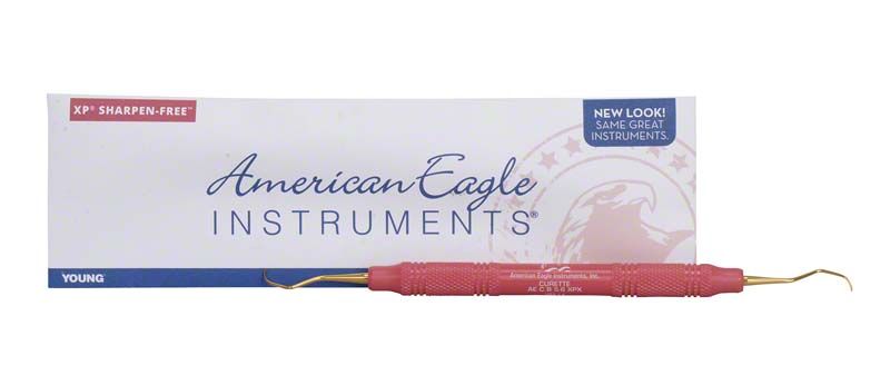 American Eagle XP Universalkürette Barnhart 5-6 mit ergonomischem Griff und goldfarbener Spitze.