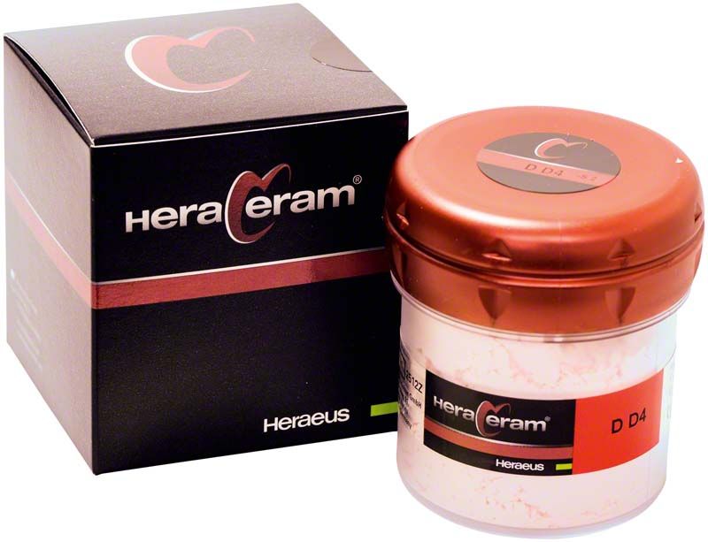 HeraCeram® Dentin 100g DD4 in Verpackung mit braunem Deckel.