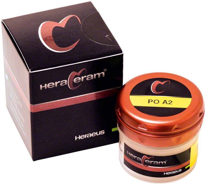 HeraCeram® Pastenopaker PO A2, Verpackung und Behälter auf weißem Hintergrund.