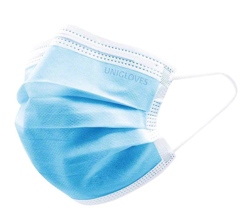 PROFIL PLUS OP-Mundschutz in Blau mit elastischen Bändern und Nasenbügel.