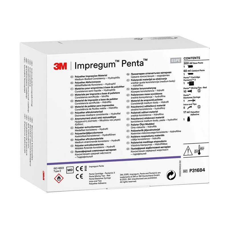 Impregum™ Penta™ Introkit Verpackung mit Inhaltsangaben und Logos.