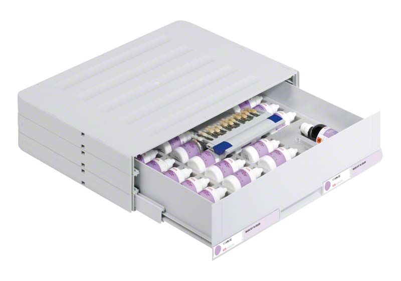VITAVM®CC BASIC KIT VITA SYSTEM 3D-MASTER® mit 16 Farbmuster in Schublade.
