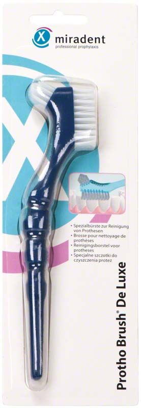 Spezialbürste Protho Brush® De Luxe dunkelblau auf Produktverpackung.