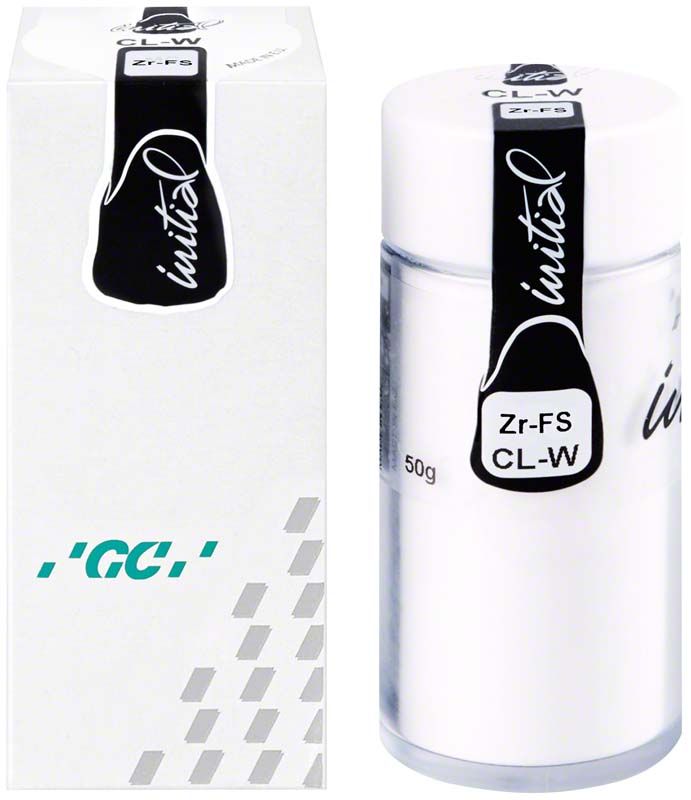 GC Initial Zr-FS Keramikmasse CL-W Verpackung und Dose 50g