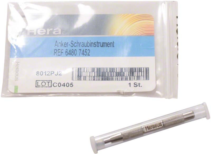 Anker-Schraubinstrument in transparenter Verpackung mit Produktetikett.