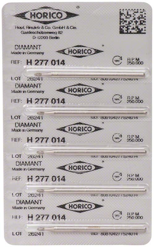Blisterpackung mit Diamant Dentalinstrumenten, Modell H 277 014.
