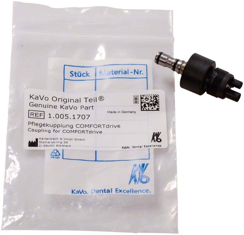 Pflegekupplung COMFORTdrive mit Verpackung und Etikett von KaVo.