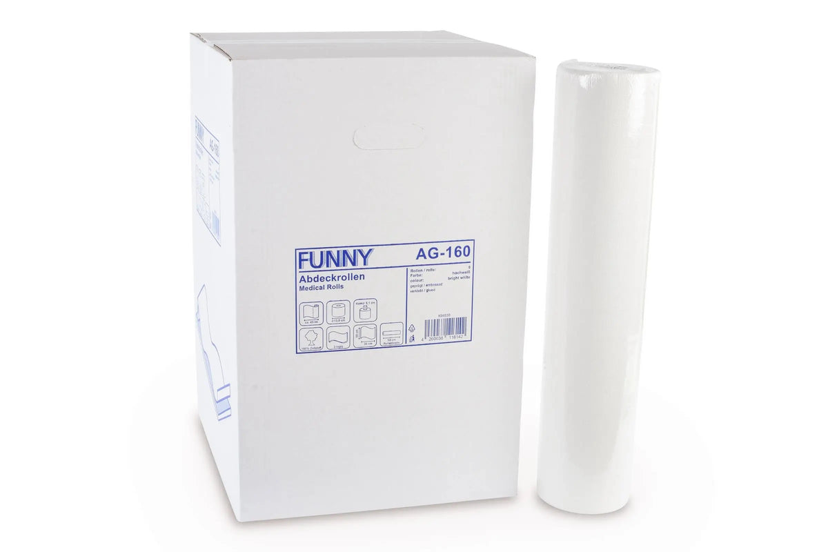 Ärzterolle neben weißer Verpackung mit Produktinformationen.