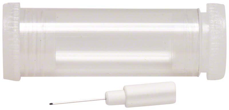 AIRFLOW Reinigungsnadel kurz mit weißem Griff und Schutzkappe.