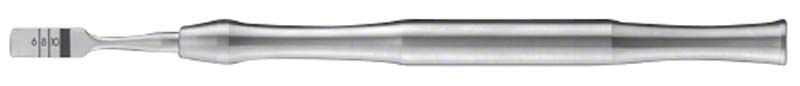 Gerader Knochenmeißel OSTEOTOM, 6 mm breit, mit ergonomischem Griff.