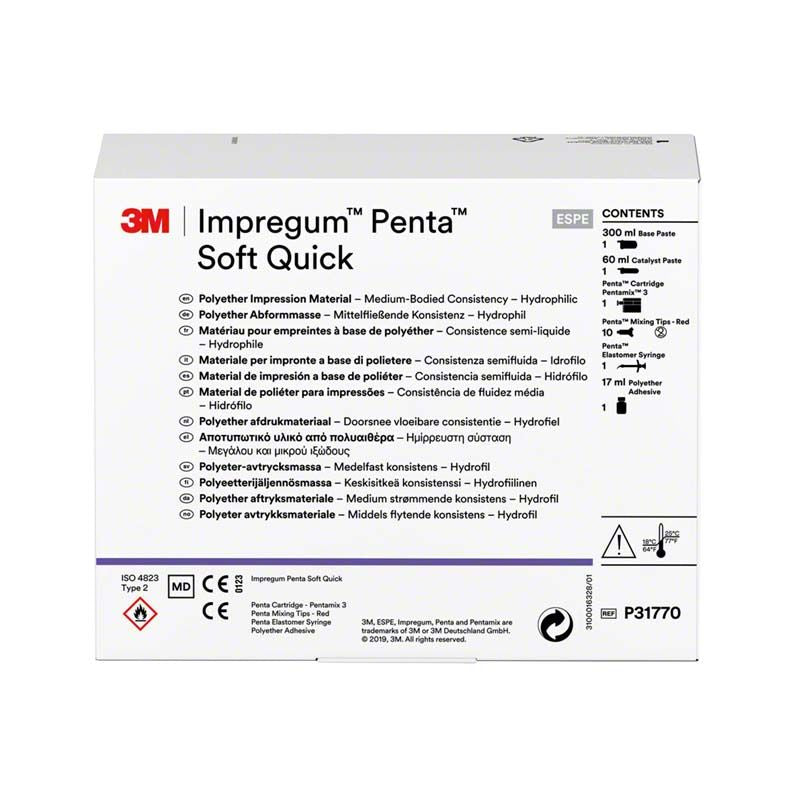 Impregum™ Penta™ Soft Quick Introkit Verpackung mit Produktspezifikationen.