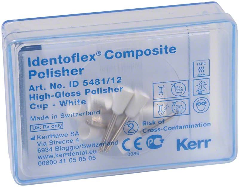 Identoflex™ Hochglanzpolierer Test Set in transparenter Kunststoffverpackung mit Produktinformationen.