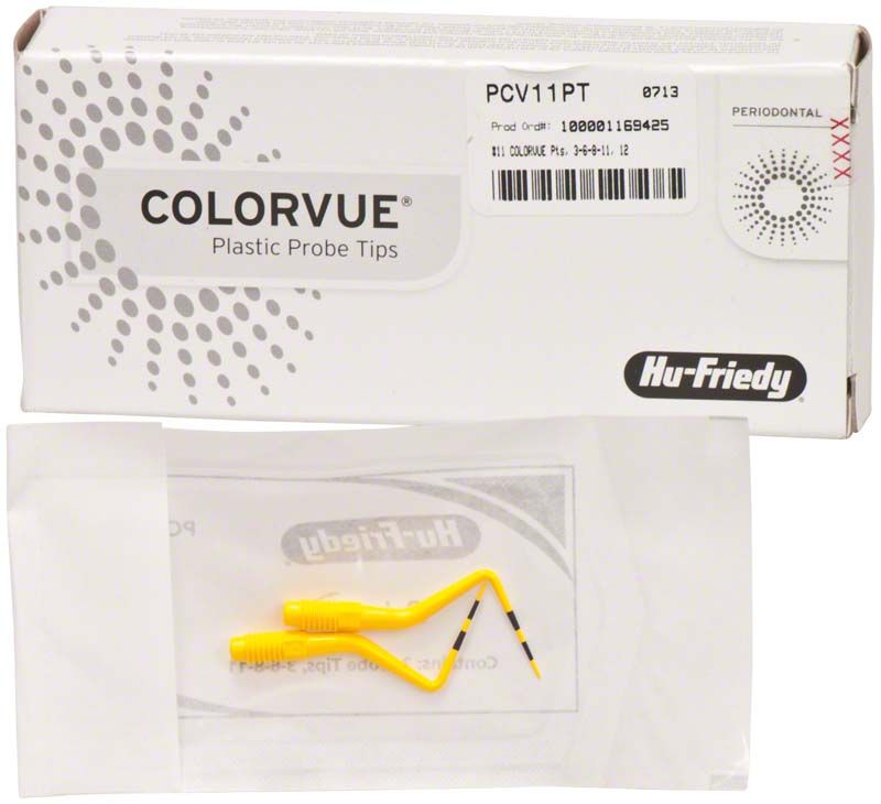 Parodontometerspitzen Colorvue Figur 11 mit Markierung 3-6-8-11 in Verpackung.