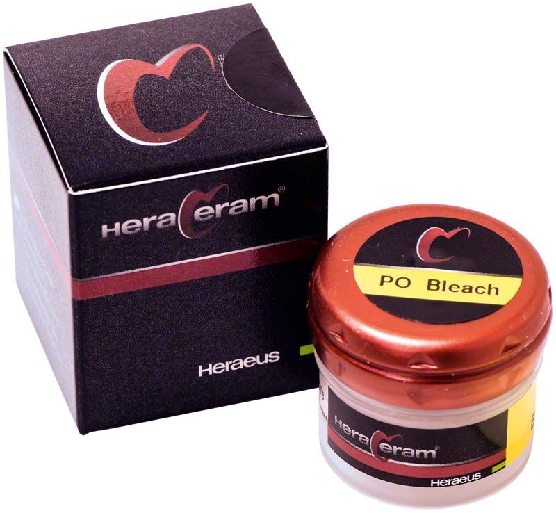 HeraCeram® Intensiv-Opaker Paste PO Bleach in rotem Behälter mit Verpackung.