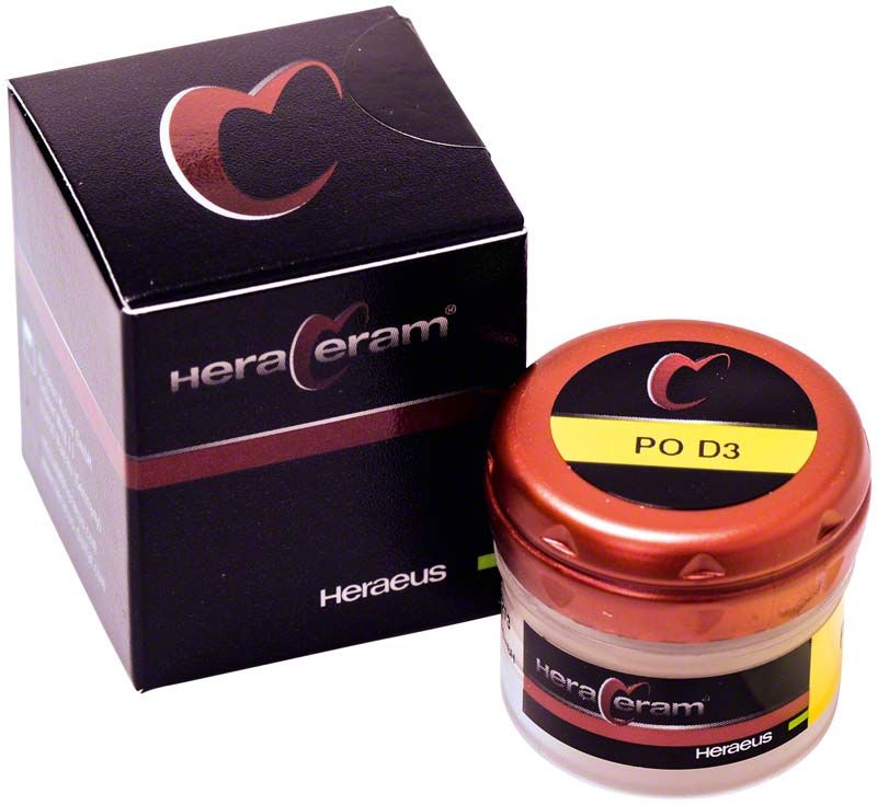 HeraCeram® Pastenopaker PO D3 mit Verpackung und Glasbehälter.