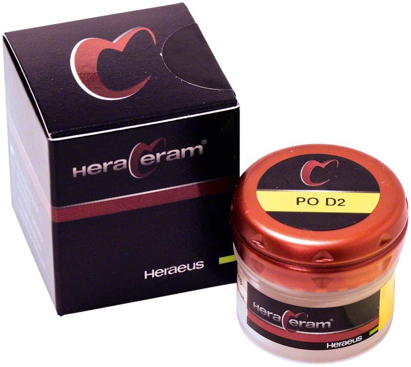 HeraCeram® Pastenopaker PO D2 in roter Verpackung mit Dose.
