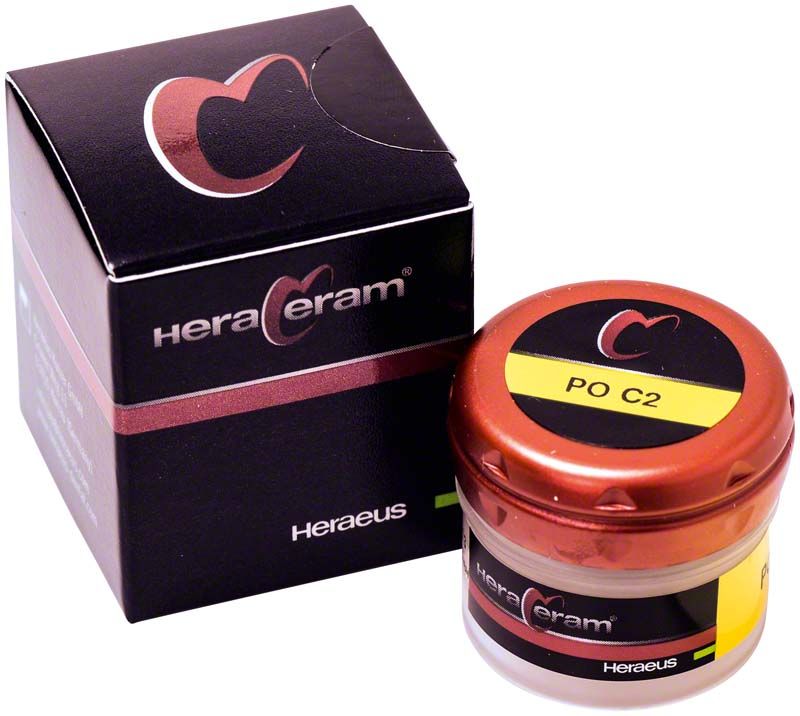 HeraCeram® Pastenopaker PO C2 in Originalverpackung mit Produktlogo.