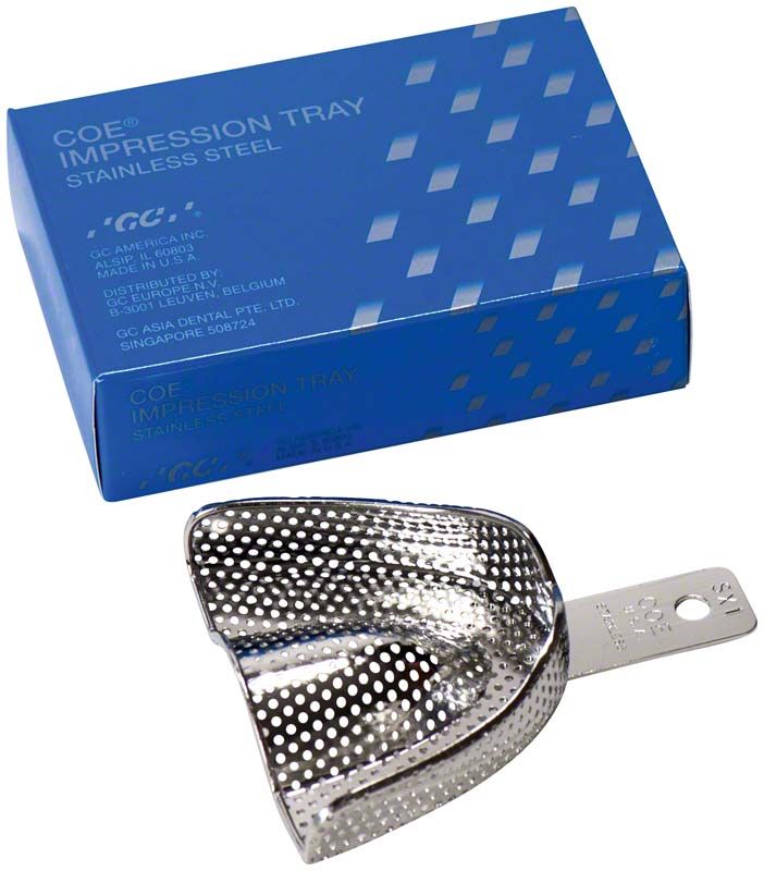 Perforierter Stahl-Löffel COE® SX1 mit blauer Verpackung.