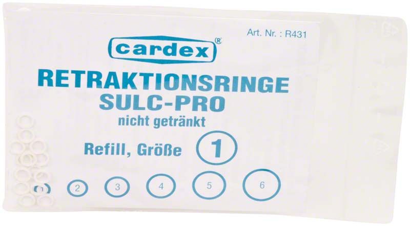 Sulc Pro Retraktionsringe von Cardex Dental, Größe 1, ungetränkt.