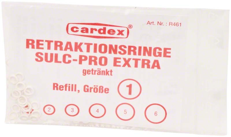 Verpackung der Sulc Pro Extra Retraktionsringe getränkt, Größe 1.