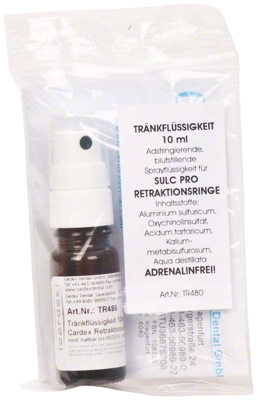 Tränkflüssigkeit 10 ml für Sulc Pro Retraktionsringe in Plastikverpackung.