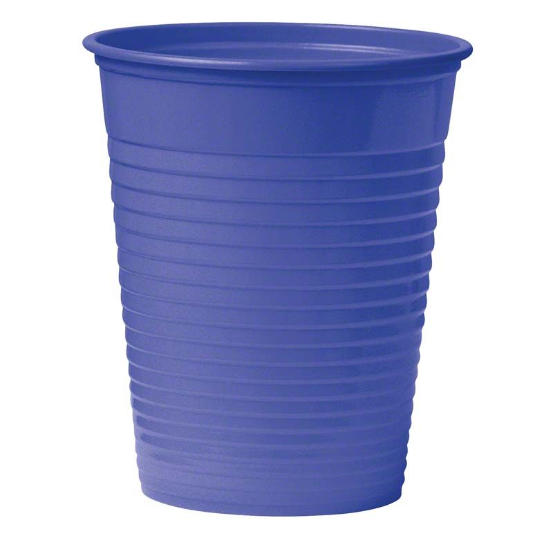 Blauer Mundspülbecher 180ml aus Kunststoff für den Dentalbereich.