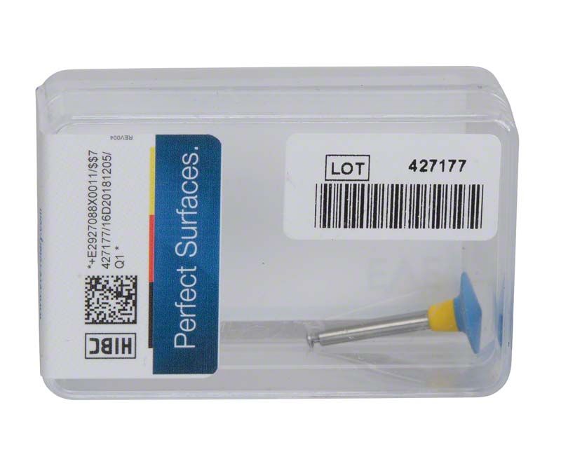 Verpackung des EVE Diapol Winkelstücks mit grobem Polierkopf und Barcode.
