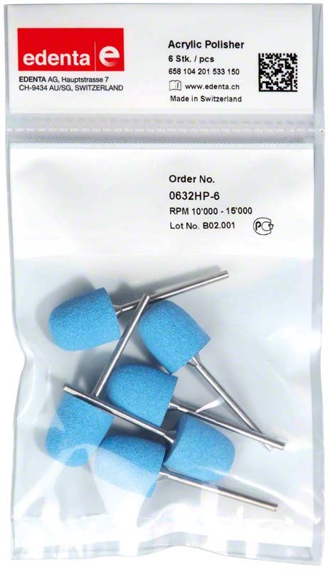 Acrylic Polisher dunkelblau Kuppel von Edenta in Originalverpackung.