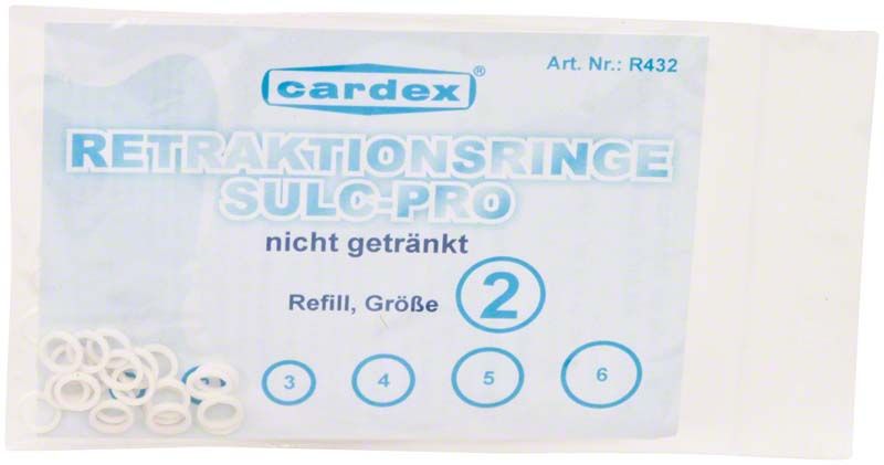 Sulc Pro Retraktionsringe ungetränkt Größe 2 in Verpackung von Cardex Dental