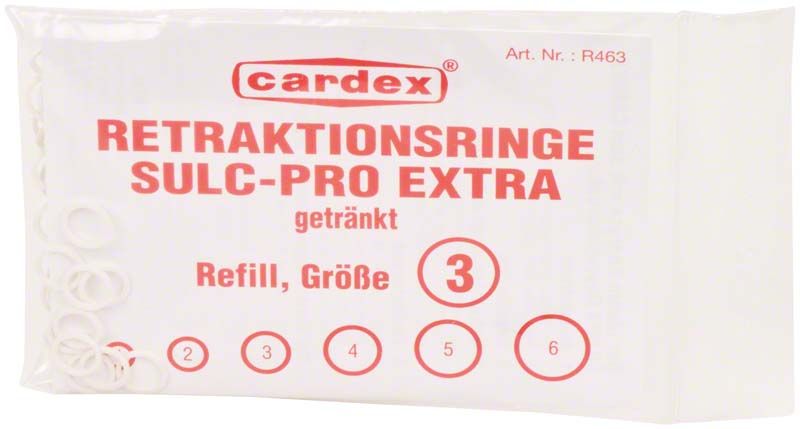 Retraktionsringe Sulc Pro Extra Gr. 3 von Cardex in Verpackung.
