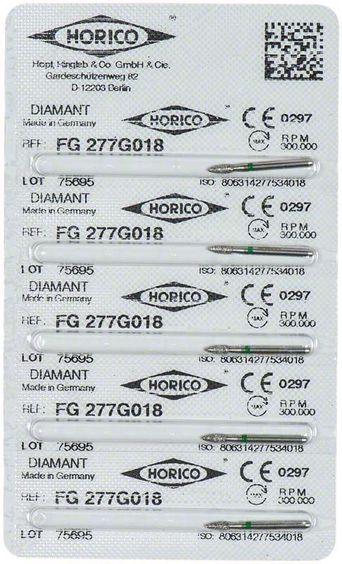 Verpackung von Diamant FG 277G 018 mit Herstellerangaben und Chargennummer.