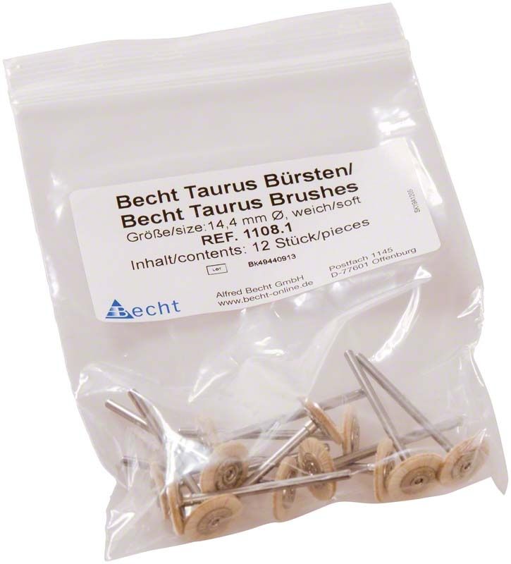 Taurus Ziegenhaarbürsten im Beutel, Größe 14,4 mm, 12 Stück.