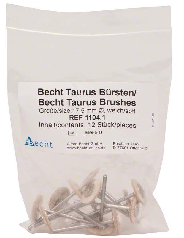 Beutel mit 12 weichen Ziegenhaarbürsten für Hochglanzpolitur.