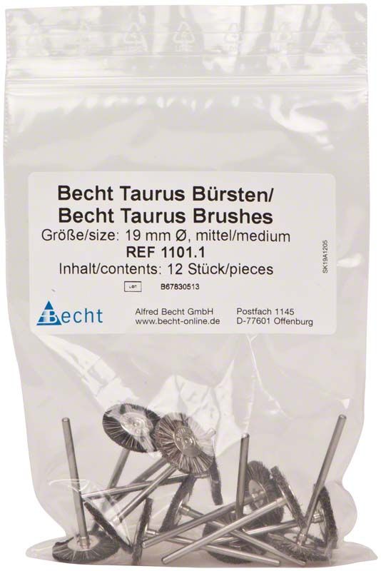 Ziegenhaarbürsten für Dentaltechnik, 19 mm, Packung mit 12 Stück.