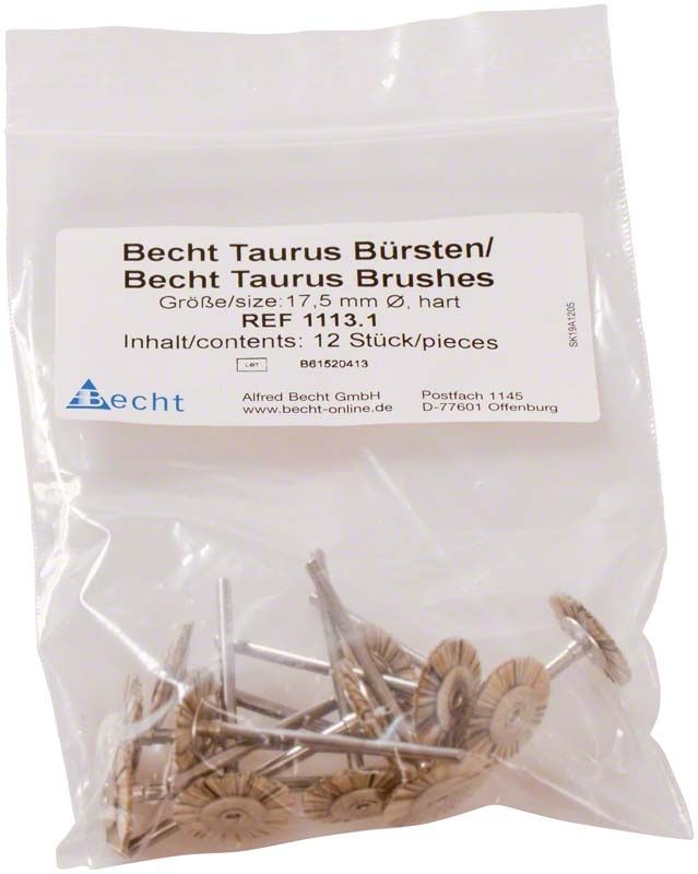 Taurus Bürsten aus Pferdehaar, hart, Ø 17,5 mm, 12 Stück in Tüte.